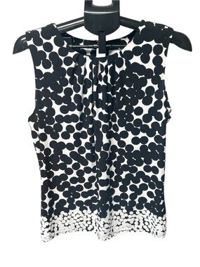 Calvin Klein Sleeveless Black & White Polka Dot Shell To